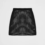 Openwork cotton miniskirt