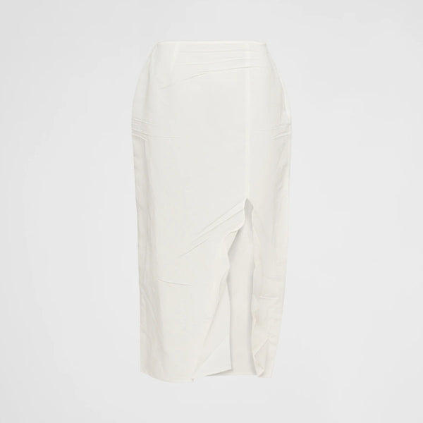 Paper-based technical fabric midi-skirt