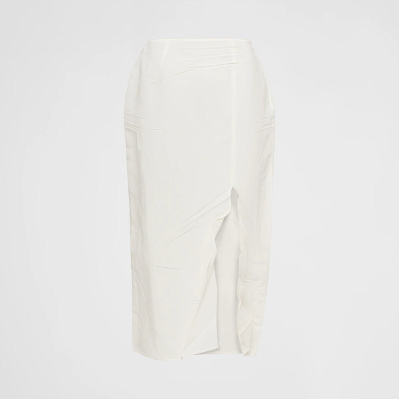 Paper-based technical fabric midi-skirt