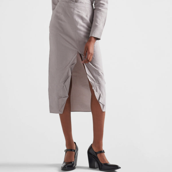 Paper-based technical fabric midi-skirt