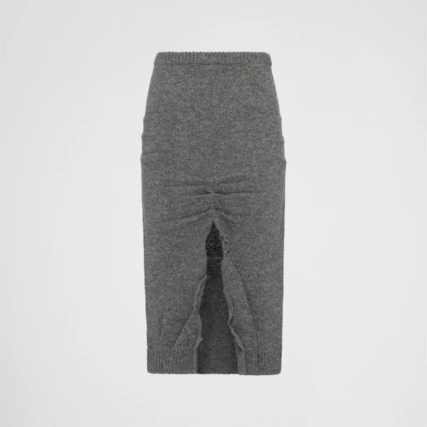 Wool and cashmere skirt with split