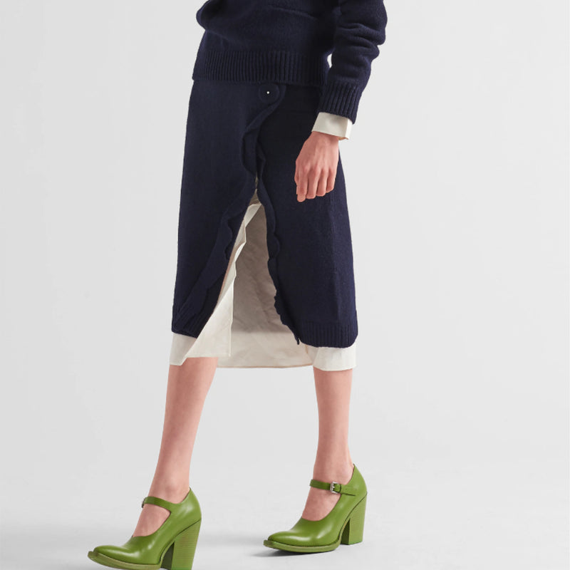 Wool and cashmere skirt with split