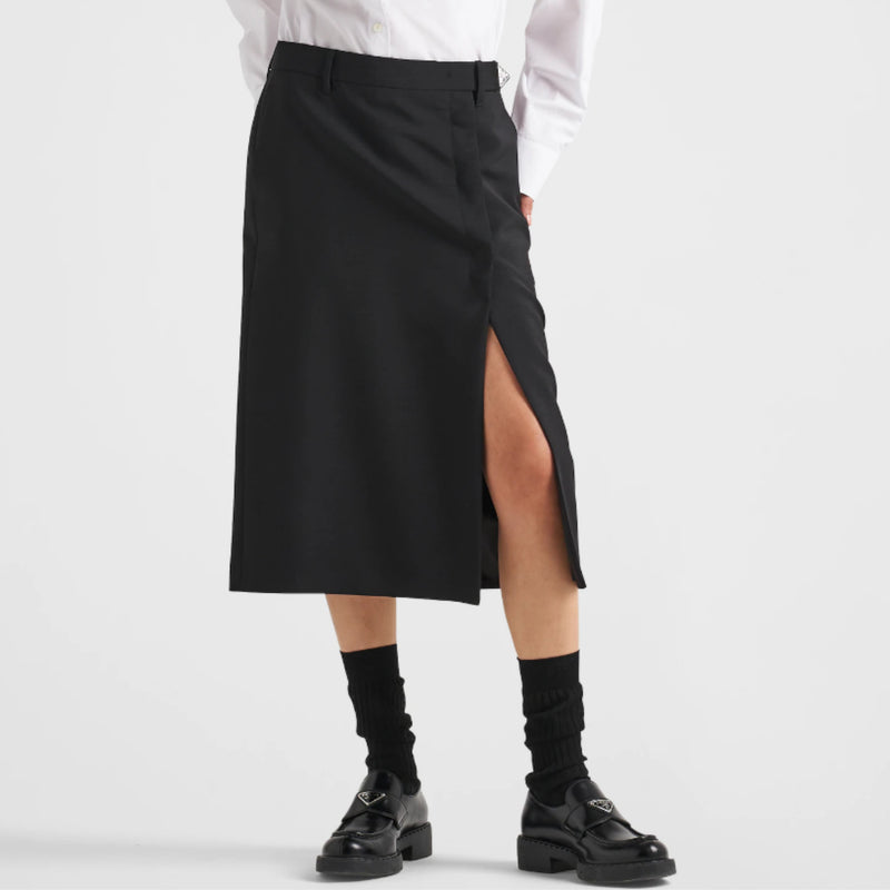 Kid mohair midi skirt