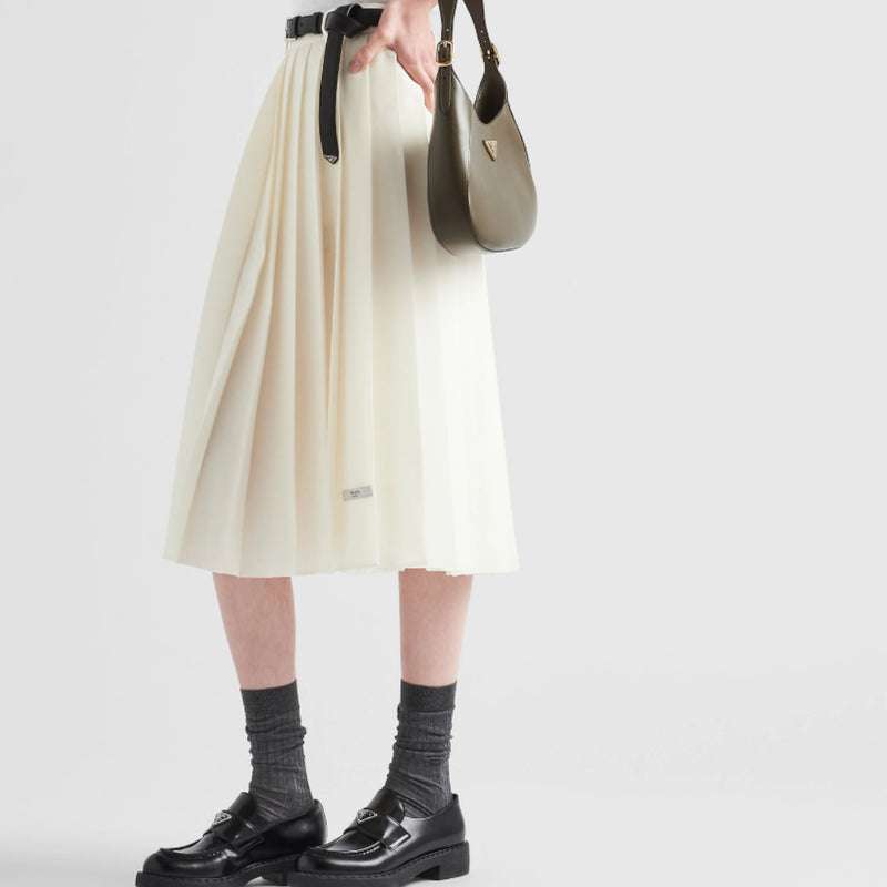 Pleated kid mohair midi skirt