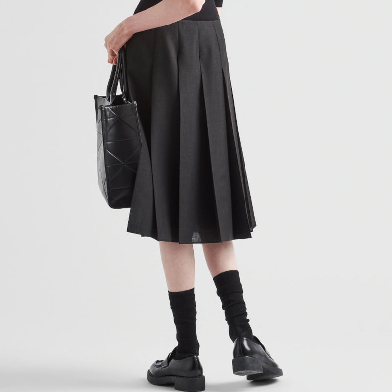 Pleated kid mohair midi skirt