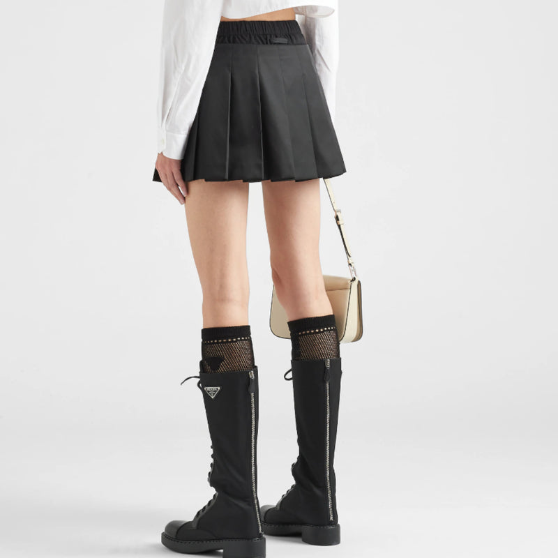 Pleated Re-Nylon miniskirt
