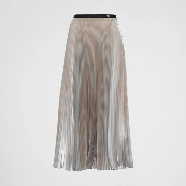 Technical voile pleated midi-skirt
