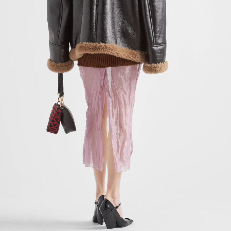 Muslin and knit midi-skirt