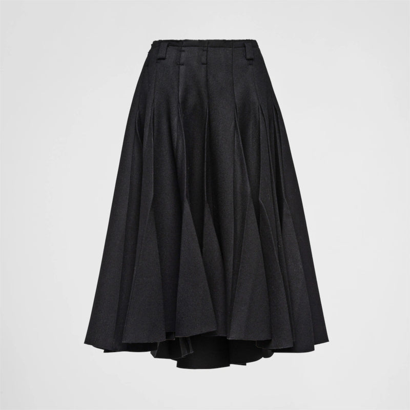 Pleated kid mohair midi-skirt