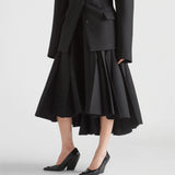 Pleated kid mohair midi-skirt