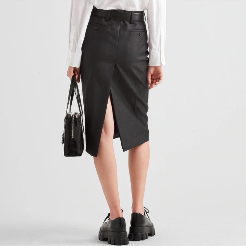 Wool gabardine skirt