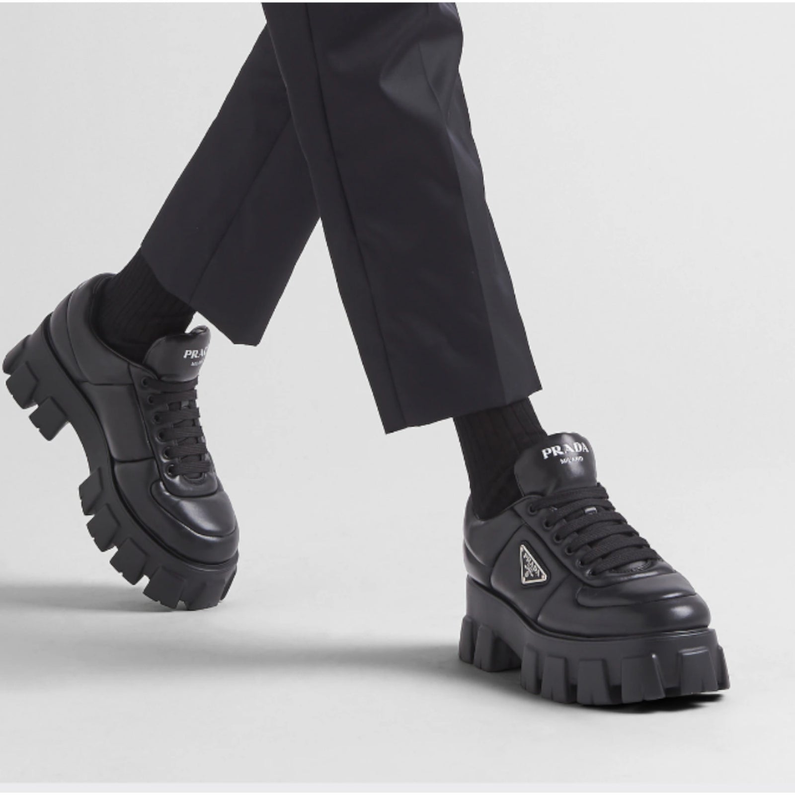 PRADA Soft padded nappa leather lace-up shoes