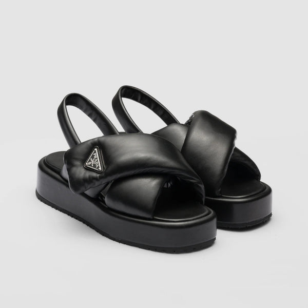 Prada Soft padded nappa leather wedge sandals