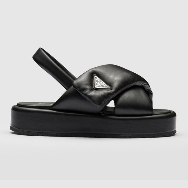 Prada Soft padded nappa leather wedge sandals