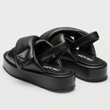 Prada Soft padded nappa leather wedge sandals