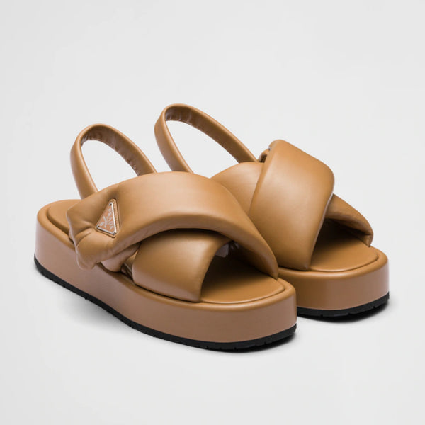 Prada Soft padded nappa leather wedge sandals
