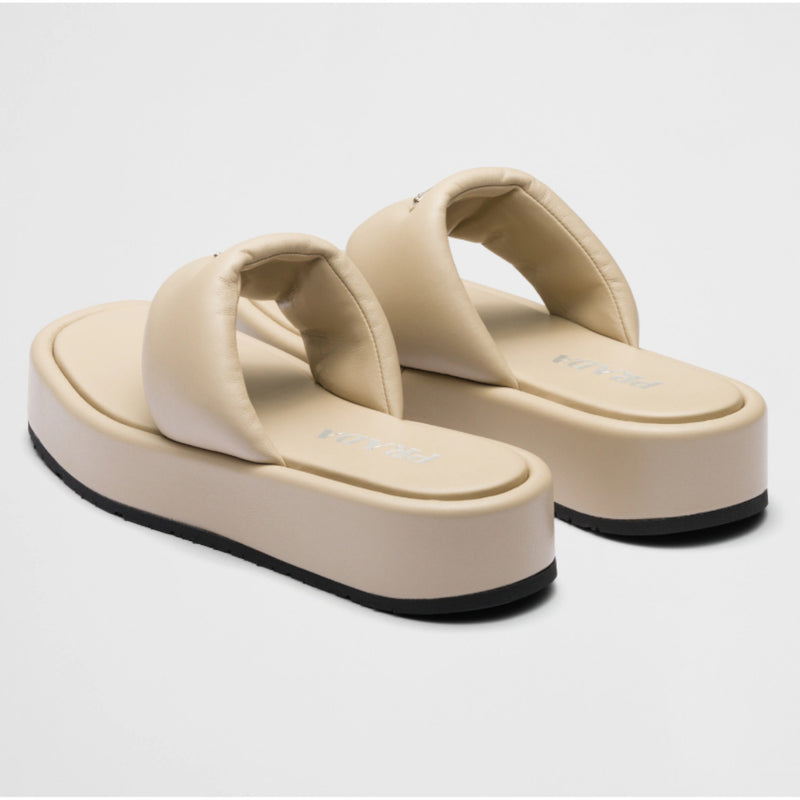 Prada Soft padded nappa leather thong wedge sandals