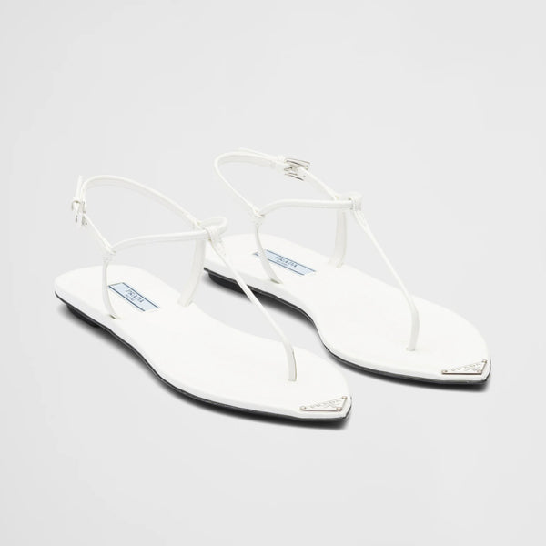 Brushed leather thong sandals