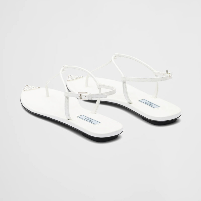 Brushed leather thong sandals