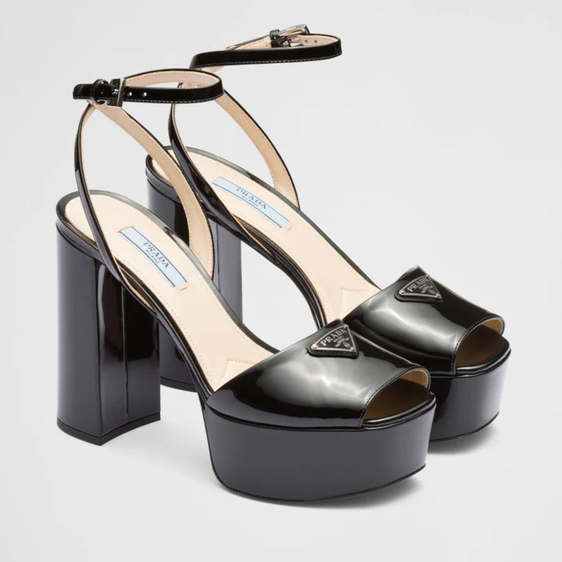 Patent leather platform sandals