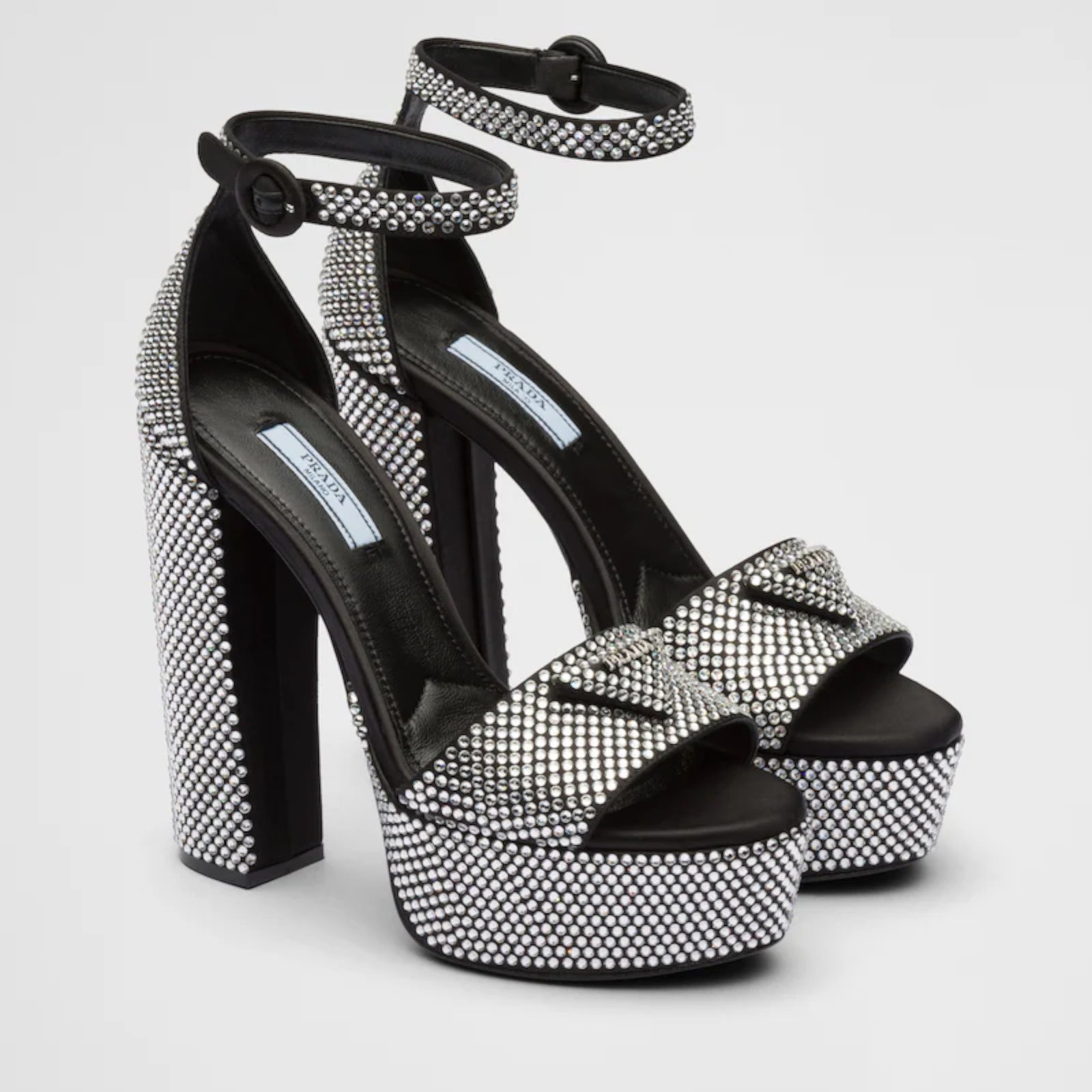 PRADA Satin platform sandals with crystals PRADA Satin platform sandals with crystals