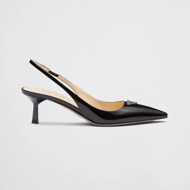 Patent-leather slingback pumps