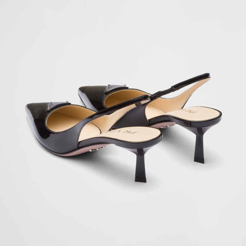 Patent-leather slingback pumps