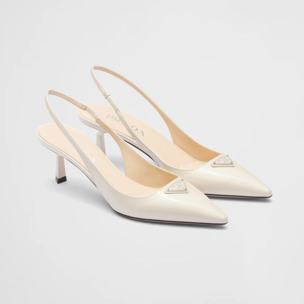 Patent-leather slingback pumps