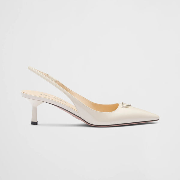 Patent-leather slingback pumps