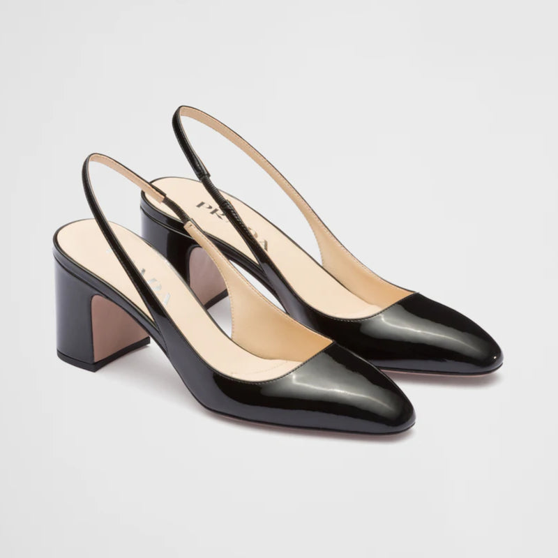 Patent-leather slingback pumps