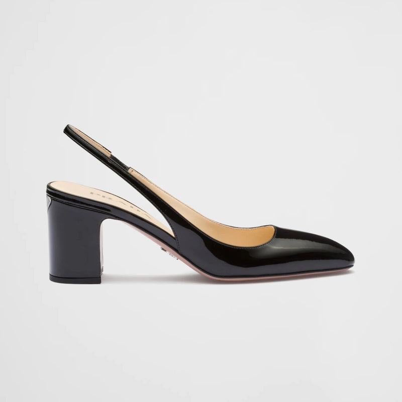 Patent-leather slingback pumps