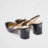 Patent-leather slingback pumps