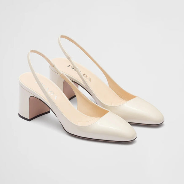 Patent-leather slingback pumps