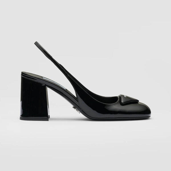 Patent leather slingback pumps