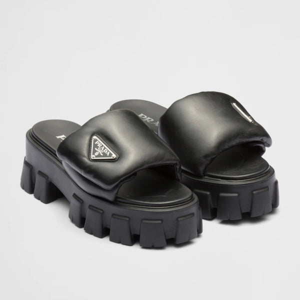 サンダル・ミュール Prada Black Nappa Leather Sandals Prada - Nappa Leather Sandals in Black - 1X416N_038_F0002