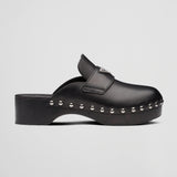 Studded leather clogs