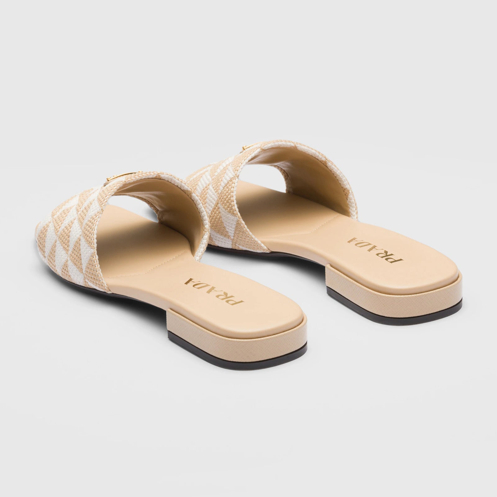 PRADA 刺繍入りファブリック・スライド Black Embroidered fabric slides | PRADA