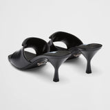 Brushed leather heeled slides