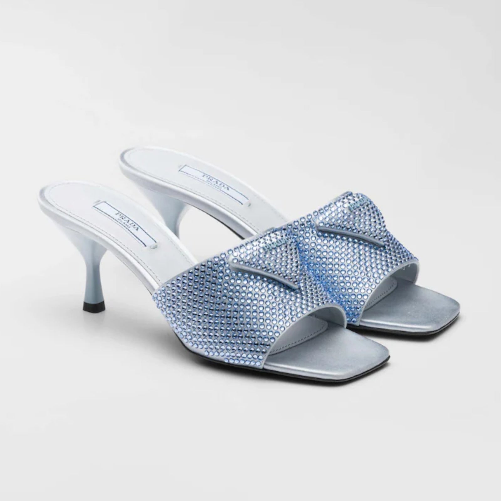 PRADA Satin heeled sandals with crystals