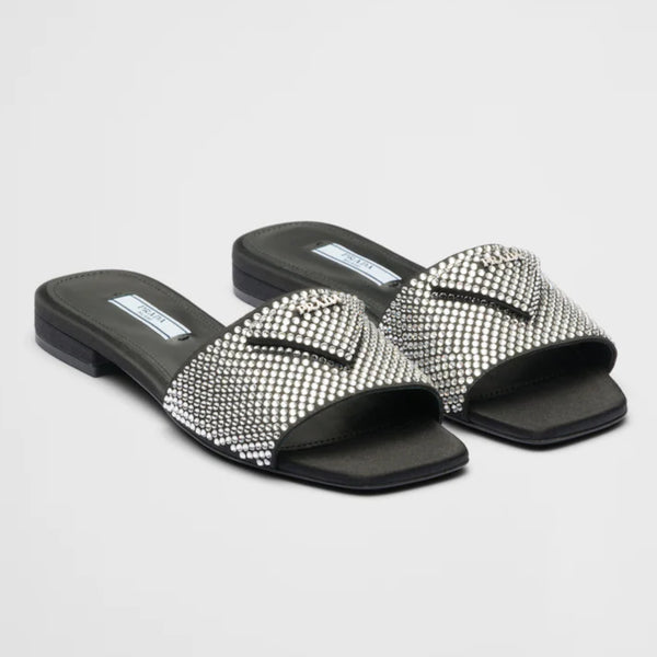 Satin slides with crystals