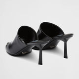 Brushed leather high-heel slides