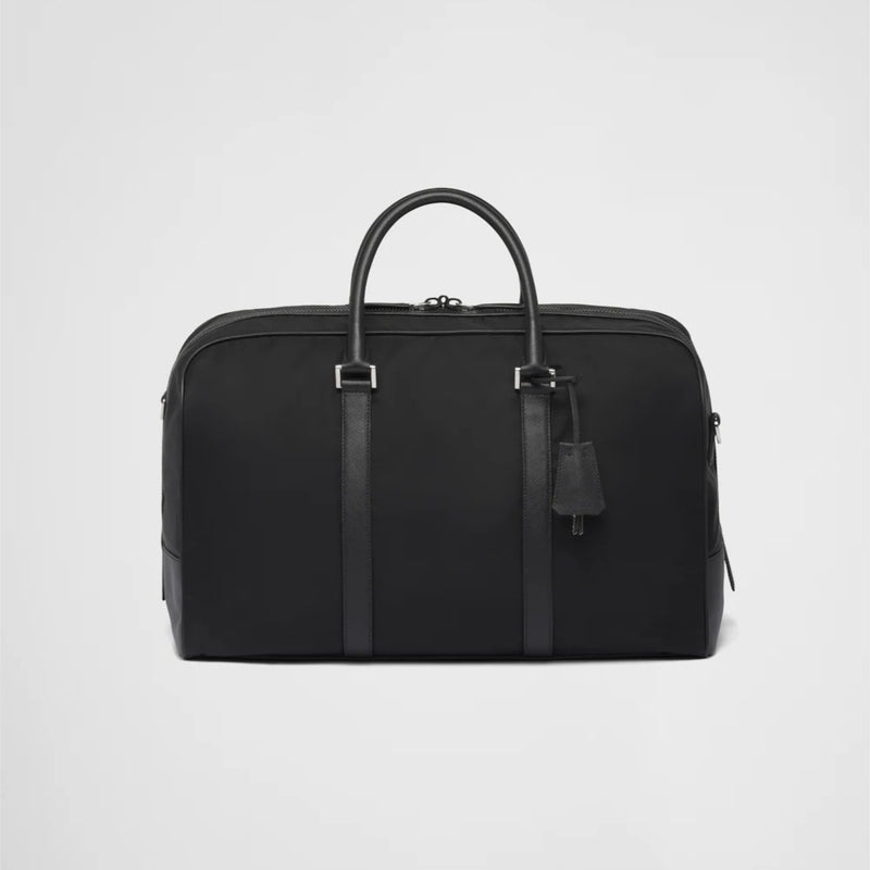 Re-Nylon and Saffiano leather duffel bag