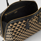 Medium Prada Symbole embroidered fabric travel bag