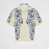 Short-sleeved printed cotton shirt