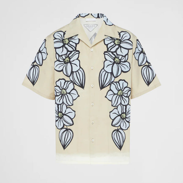 Short-sleeved printed cotton shirt