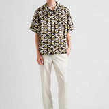 Short-sleeved silk twill shirt