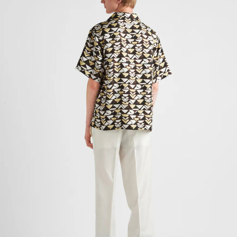 Short-sleeved silk twill shirt