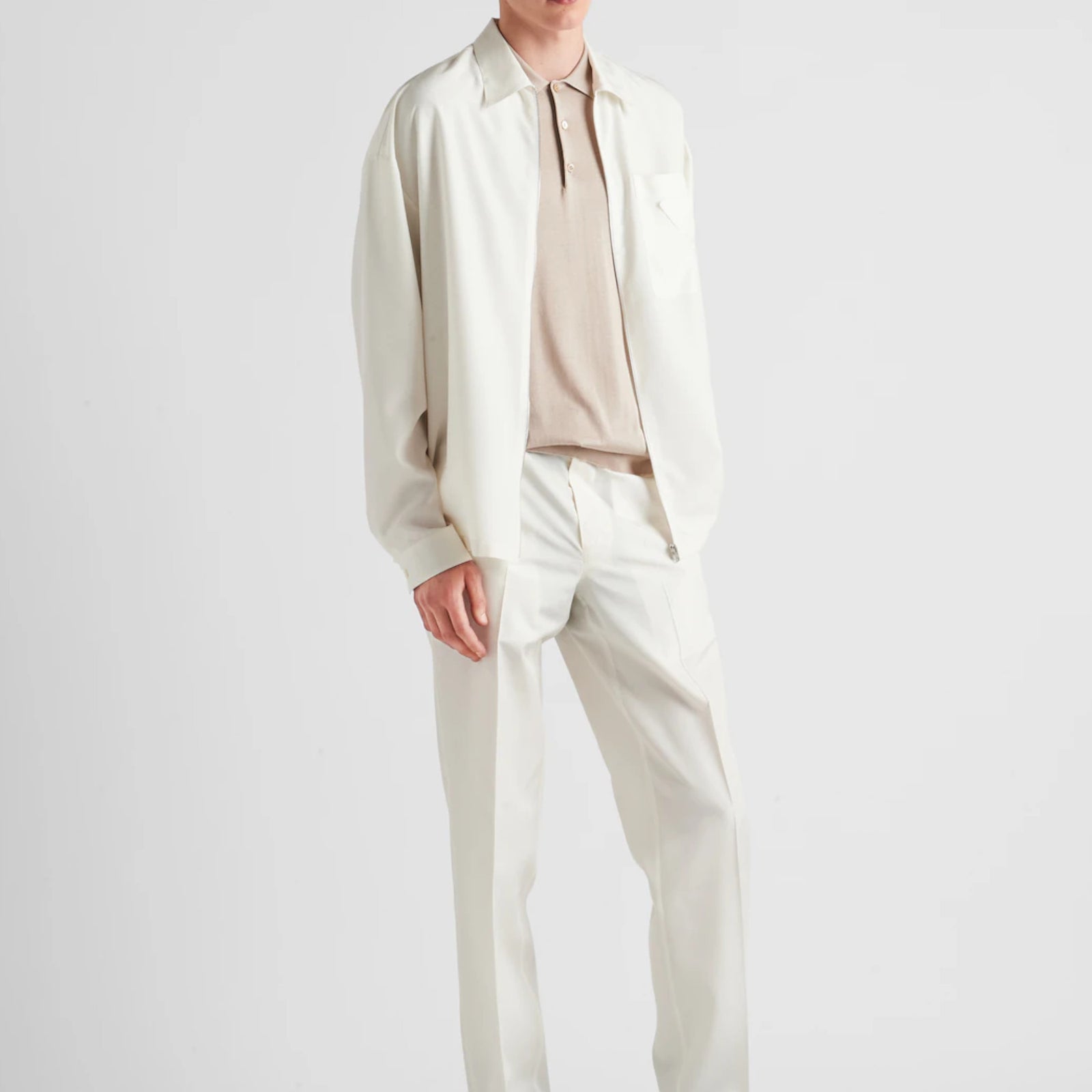 PRADA border silk shirts （Striped silk and cotton polo shirt）