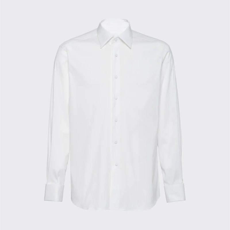 Stretch poplin tuxedo shirt