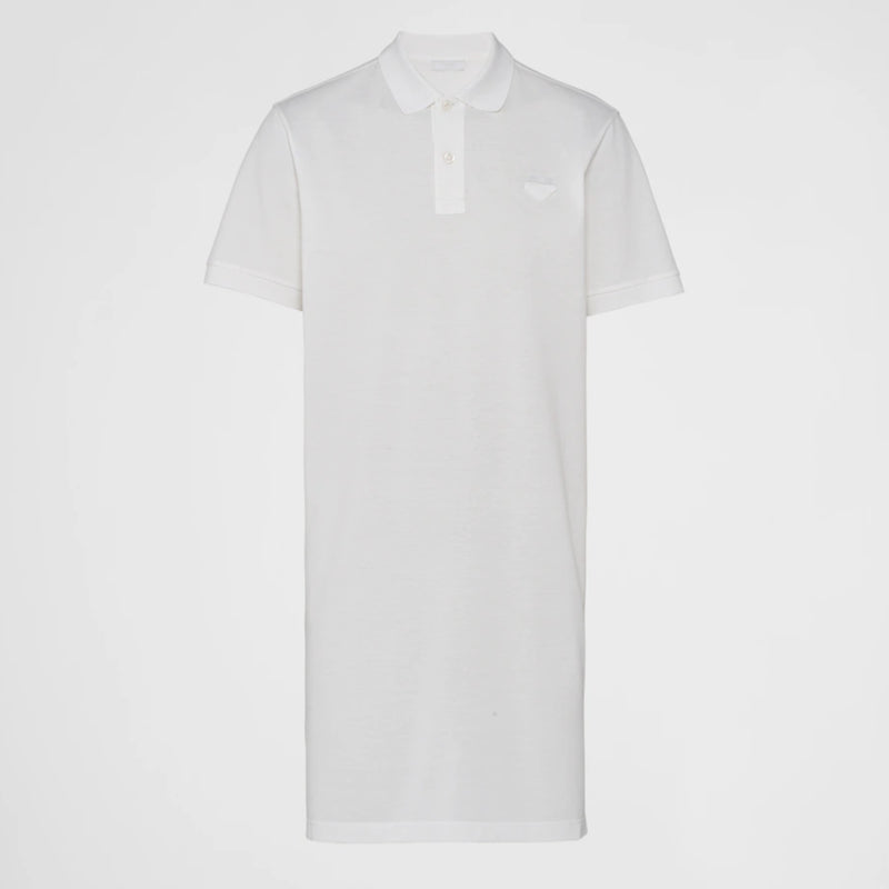 Long pique polo shirt